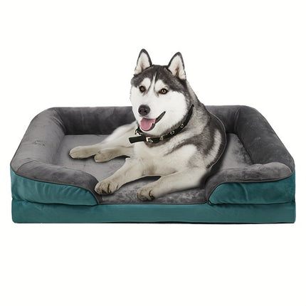 Extra-Large Orthopedic Dog Bed - Washable & Detachable Pet Sofa with Supportive Foam, Non-Slip Bottom for All Seasons Comfort - Ideal for Small to Large Dogs and Cats, Grey