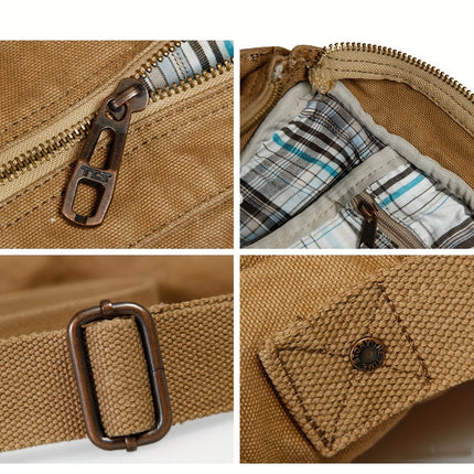Retro-Style Canvas Messenger Bag Suitable for Casual Travel, Featuring a Spacious Design