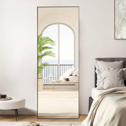 Mirror with Stand - Aluminum Alloy Thin Frame Floor Standing, Leaning or Wall-Mounted, 2 Sizes,
