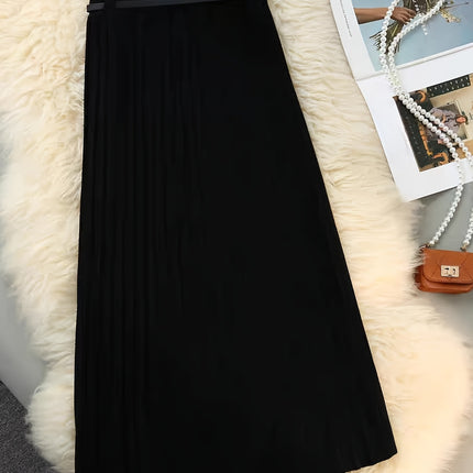 Ladies' Autumn/Winter New Arrival, Elegant High-Waisted A-Line Pleated Skirt