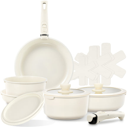 Pots And Pans, Pots with Removable Handle, Non-stick Ceramic Coating, 20cm 28cm Frying Pan