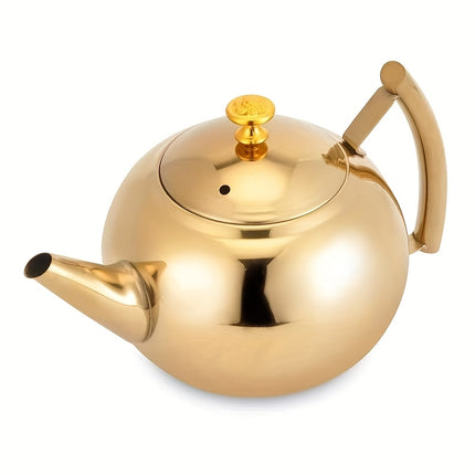 Kettle with Strainer - Golden Stainless Steel  - Suitable for Induction and Open Flame