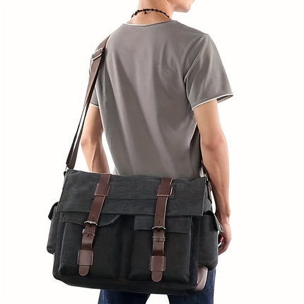 Large Capacity Vintage Canvas Crossbody Bag, Reasonably Partitioned, Durable And Washable Shoulder Bag,