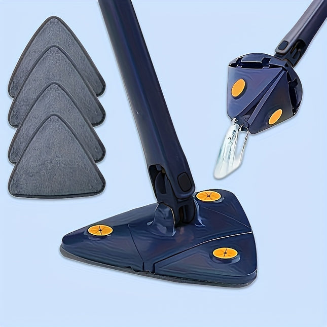 Easy-Wring Triangle Mop - Hands-Free Washing, Water Refillable, Durable Plastic & Polyester Fiber - Perfect for Bathroom Cleaning - For Homeowners & Cleaning Enthusiasts
