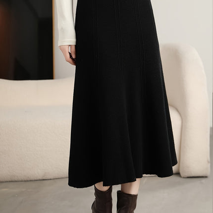 A Half-Length Skirt, Wool Skirt, Golden Ingot Stitch, Top, Stylish And Minimalist, Pleated Skirt, Wool Sweater