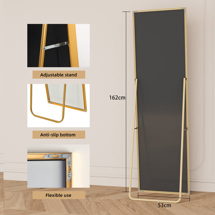 Full-Length Mirror, 162 x 53 cm, Large Freestanding Mirror, Floor Mirror, Wall Mirror with Aluminum Frame