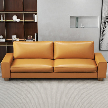 Leather Couch Modern Mid Century Faux Leather Couch, Loveseat Sofa with Wide Arm