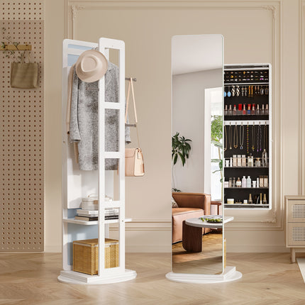 360° Swivel Jewelry Armoire - Rotatable Full Length Mirror With Jewelry Storage,