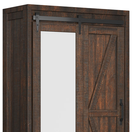 Full-Length Mirror - Brown, Engineered Wood, 4 Shelves, Perfect for Bathroom, Bedroom, Living Room