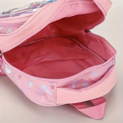 A Lightweight Backpack with a 3D Hard Shell Featuring Cartoon Mermaid And Unicorn Designs