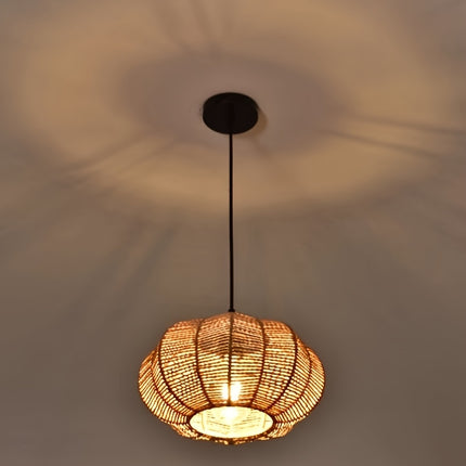 1pc bohemian chandelier, farmhouse rattan 9.45-inch lampshade pendant light fixture