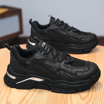 Men's Mesh Breathable Chunky Shoes, Comfy Non Slip Lace Up Casual Sneakers For Men's