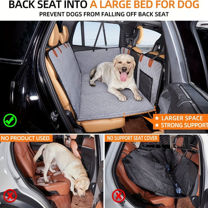 Heavy Duty Pet Car Seat Pad, Car Travel Bed For Dogs, Gray, Car Seat Cushion For Dogs, Dog Travel Hammock For Car Christmas Gift