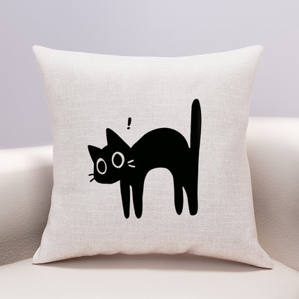 Linen Cotton And Linen Cute Cartoon Pillow Cover Cheese Cat