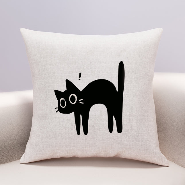 Linen Cotton And Linen Cute Cartoon Pillow Cover Cheese Cat