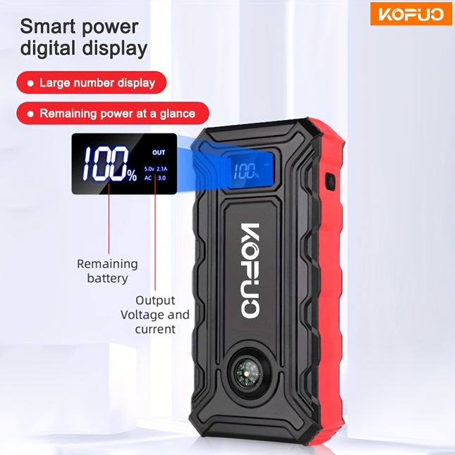 Portable Car Jump Starter Power Bank: 5000A Peak for 12V Gas/Diesel (Up to 10.0L/8.5L)