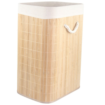 Folding Bamboo Laundry Basket Storage Organizer With Lid