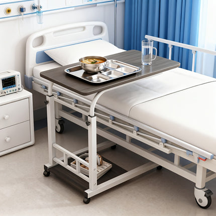 Bedside Nursing Table, Heavy-Duty Mobile Rehab Dining Table for Elderly, Patients, Home Hospital Use