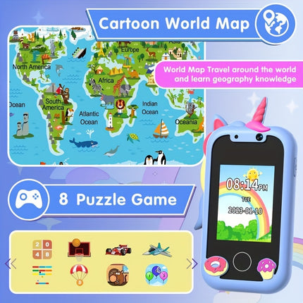 Youngsters's Smart Phone Toy, 2.4-inch Touch Screen Youngsters Learning Toy Mobile with Dual Cameras, Games and Other Functions, Youngsters Traveling, Preschool Learning Toys as Birthday Gifts for Girls and Boys Aged 3-10 Yea