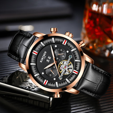 Men'S Casual Fashion Waterproof Watch, Luxury Large Dial Multifunctional Automatic Mechanical Watch