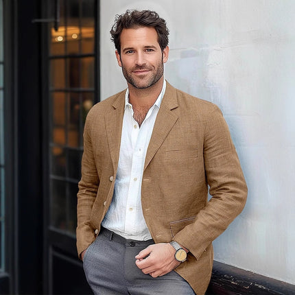 Men's Jacket Casual Cotton And Linen Suit