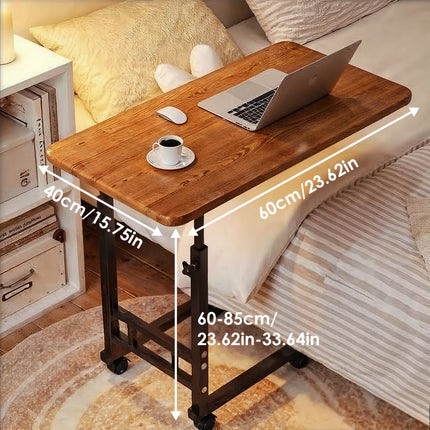 C-Shaped Laptop Desk for Bed & Sofa - Adjustable Rolling Bedside Table with Wheels