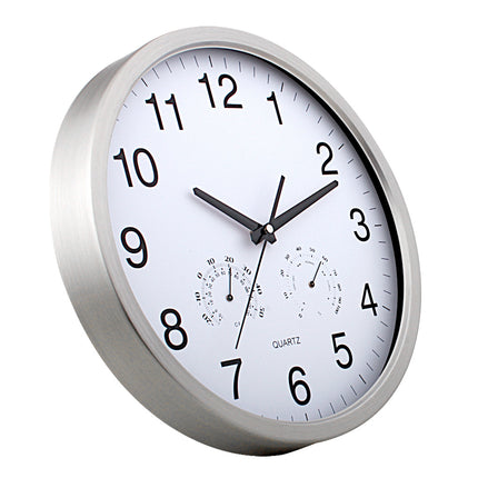 Thermohygrometer Metal Quartz Clock Wall Clock