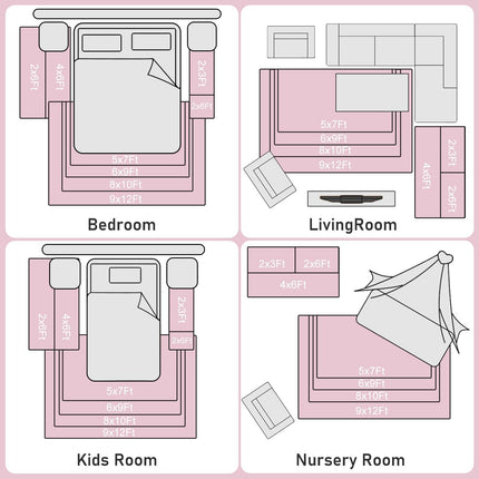 8x10 FT Shag Area Rug  Non-Slip, Soft Pink Plush Carpet, Polyester, Machine Made, Suitable