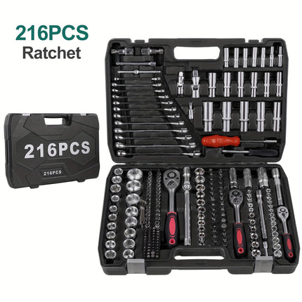 216pcs Wrench And Socket Set for Automotive, Marine, And Motorcycle Repairs with Ratchet And Spanners