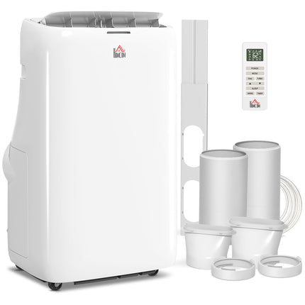 HOMCOM Inverter Air Conditioner, 14000 BTU Dual Hose Portable AC Unit with Cool, Dehumidifier, Fan, for 700 Sq. ft, 24H Timer On Off, Window Kit