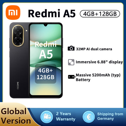 Xiaomi Redmi A5 Smartphone, 4+128G, 32MP Dual AI Camera, 5200mAh Massive Battery, Octa-core,