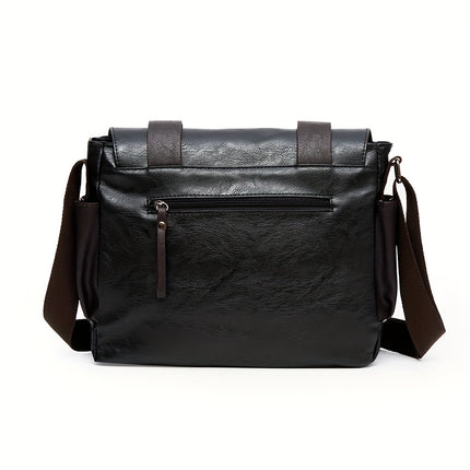 Men'S Vintage Flap Messenger Bag, a Spacious Shoulder Bag Suitable for Commuting, Back