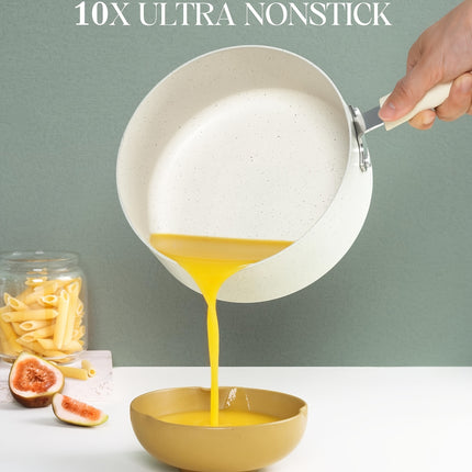 Pan Set With Lid, 1QT&2QT&3QT Granite Saucepans, Nonstick Saucepan Set, PFAS-FREE Pot Set