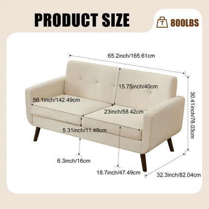 Sofa, Mid Century Modern Style Love Seat Couches for The Living Room, Button Tufted