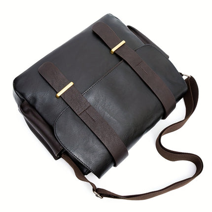 Men'S Vintage Flap Messenger Bag, a Spacious Shoulder Bag Suitable for Commuting, Back