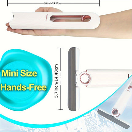 Mop, Self-Squeeze Sponge Mops, Lazy Hand-Free Household Mini Desktop Car Glass Cleaning Mop