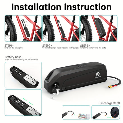 48V 20AH Ebike Battery, Built-in 45A BMS, Equipped With A Safety Anti-theft Lock And USB Interface,