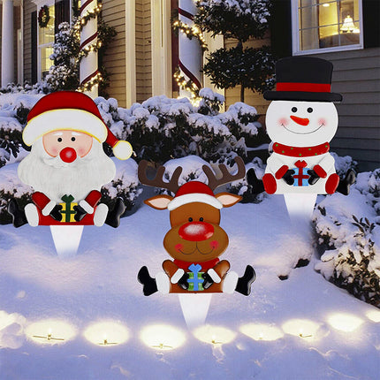 Christmas Scene Decoration With LED Lights Snowman Elk