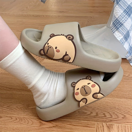 2 pcs Summer Slide Sandals for and, Cute Cartoon Capybara Bathroom Slippers for Home and Bathing