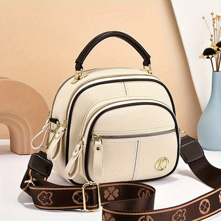 Luxury Synthetic Faux Leather Multi-Layer Large Capacity Shoulder Bag Versatile Fashionable Handbag with Zipper