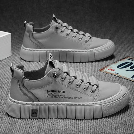 Men'S & Women'S Low-Top Sneakers - Solid Color White Faux Cover Upper, Durable Rubber Sole,