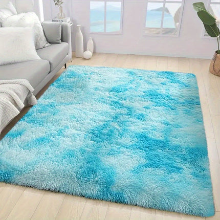 1pc Plush Carpet Suitable for - Soft Blue Ombre Modern Rug, Hand Wash Only Carpet Suitable for Bedroom