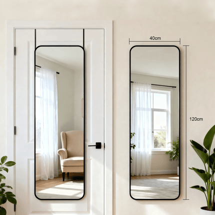 40cm x 120cm Full Length Mirror with Over-The-Door Hanging System - Modern Vertical Rectangular Wall/Door