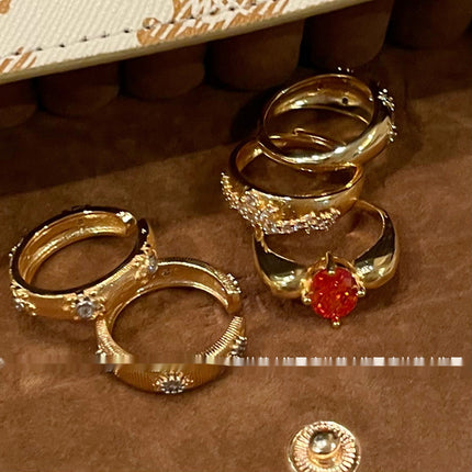 Mid-Range Light-Luxury Niche Zircon Gold Ring For Women