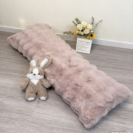 One High-End Encrypted Rabbit Fur Faux Long Strip Body Pillow with Zipper Closure Plush, Fluffy, Washable,