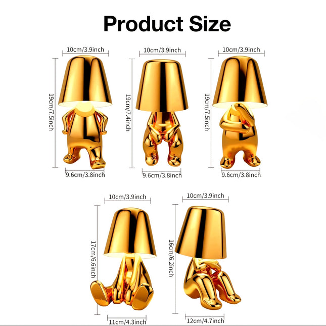 1pc Thinker Statue LED Night Light - 3-Way Dimmable USB Charging Table Lamp, Creative Little Golden