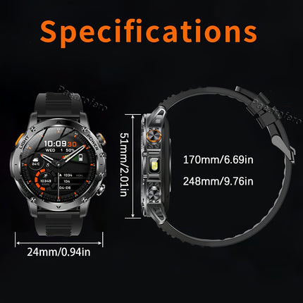 Smartwatch with a 1000Mah Large Battery, LED Flashlight, Wireless Calling, Voice Assistant, Multifunction