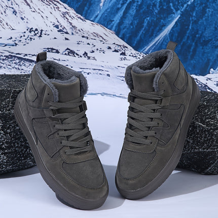 2025 New Men'S High-Top Shoes | Classic Grey Winter Boots, Comfortable Warm Soft Lining, Casual Style