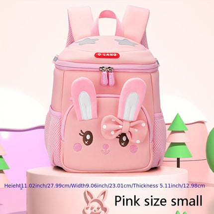Pink Bunny Backpack with Bow Detail - Lightweight Adjustable Straps, Zipper Closure