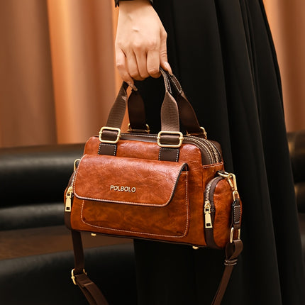Women'S Large Capacity Crossbody Bag - Heavy-Duty Zipper Closure, Elegant Brown